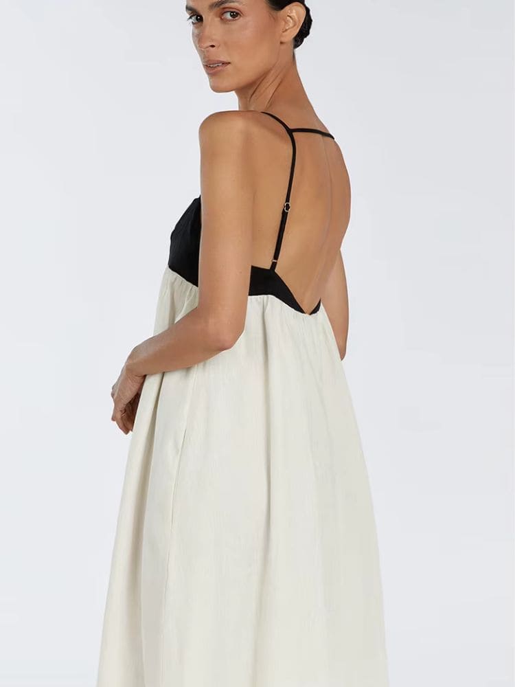 Detalhe lateral do Vestido Longo Soltinho de Algodão da Moda Origem, destacando a alça fina ajustável para maior conforto