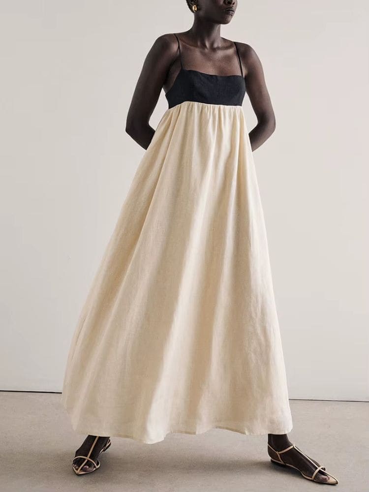 Vista completa do Vestido Longo Soltinho de Algodão da Moda Origem, elegante e leve, ideal para o verão