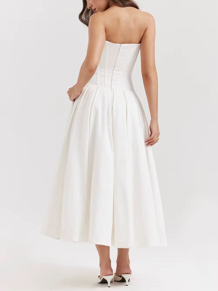 Vestido midi modelador tomara que caia para festa Moda Origem