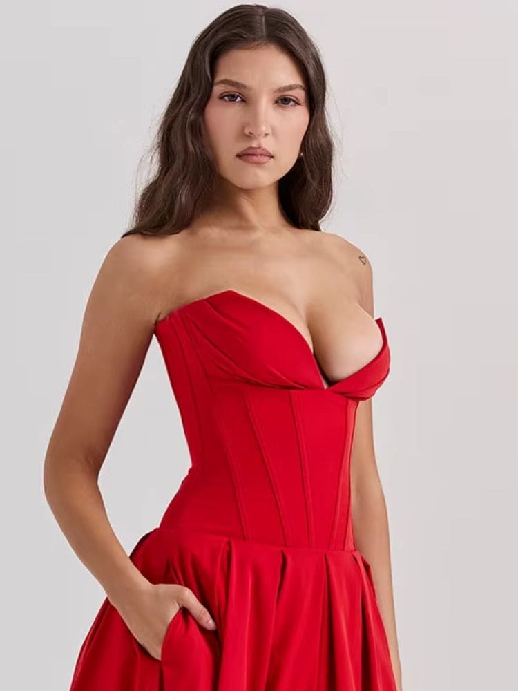 Vestido midi modelador elegante para festas Moda Origem