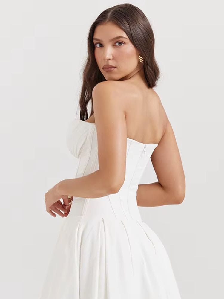 Vestido midi tomara que caia elegante para festa Moda Origem