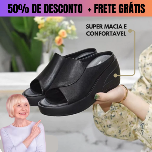 Sandália Ortopédica Feminina Plataforma Ultra Macia Preto